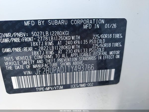 2026 SUBARU OUTBACK PREMIUM — I9