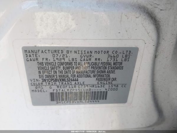 2021 NISSAN KICKS S XTRONIC CVT — I9