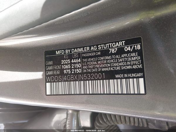 2018 MERCEDES-BENZ CLA 250 4MATIC — I9
