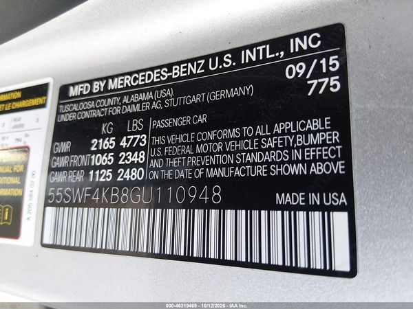 2016 MERCEDES-BENZ C 300 4MATIC — I9