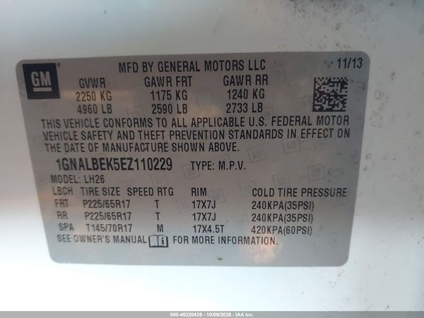 2014 CHEVROLET EQUINOX 1LT — I9