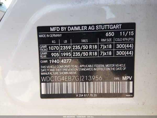 2016 MERCEDES-BENZ GLA 250 GLA250 — I9