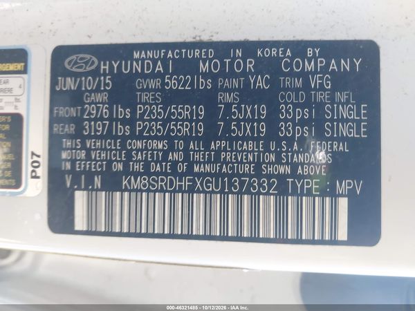 2016 HYUNDAI SANTA FE LIMITED — I9