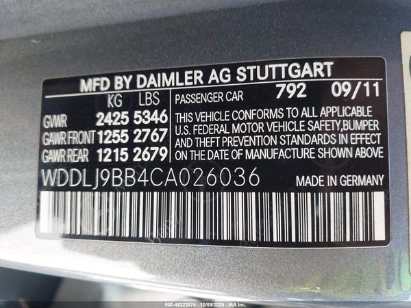 2012 MERCEDES-BENZ CLS 550 4MATIC — I9