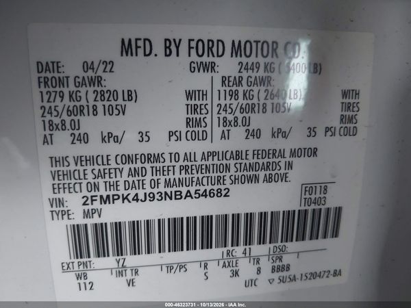2022 FORD EDGE SEL — I9