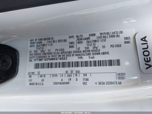 2021 FORD F-150 XL — I9