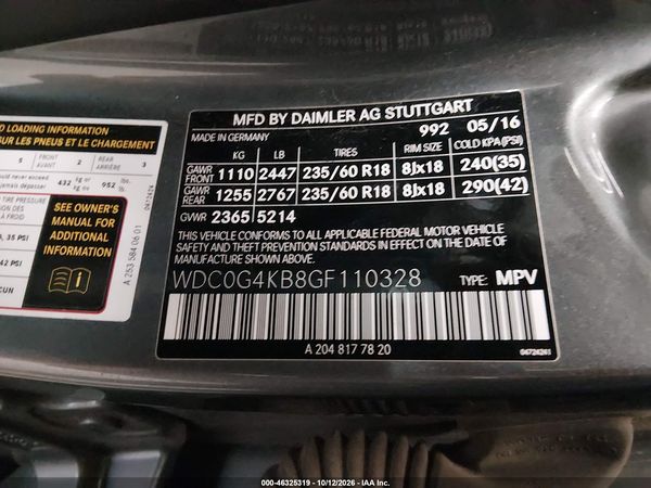 2016 MERCEDES-BENZ GLC 300 4MATIC — I9