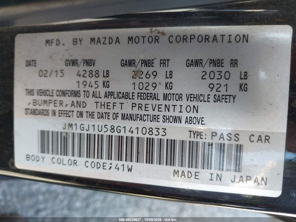 2016 MAZDA MAZDA6 I SPORT — I9