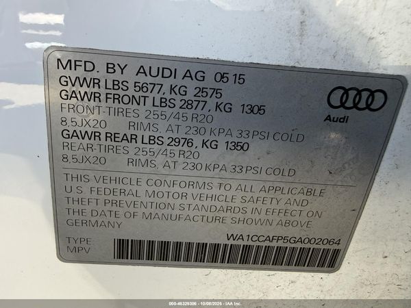 2016 AUDI SQ5 3.0T PREMIUM PLUS — I9