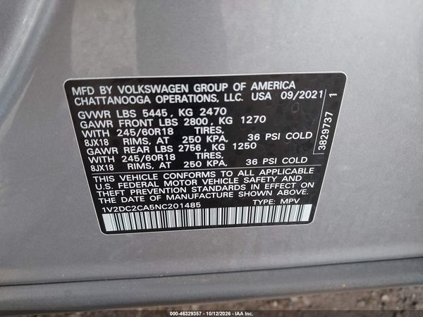 2022 VOLKSWAGEN ATLAS CROSS SPORT 2.0T SE — I9
