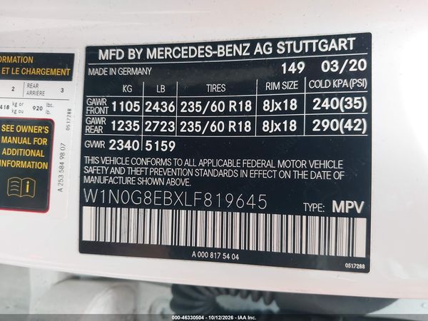 2020 MERCEDES-BENZ GLC 300 4MATIC — I9