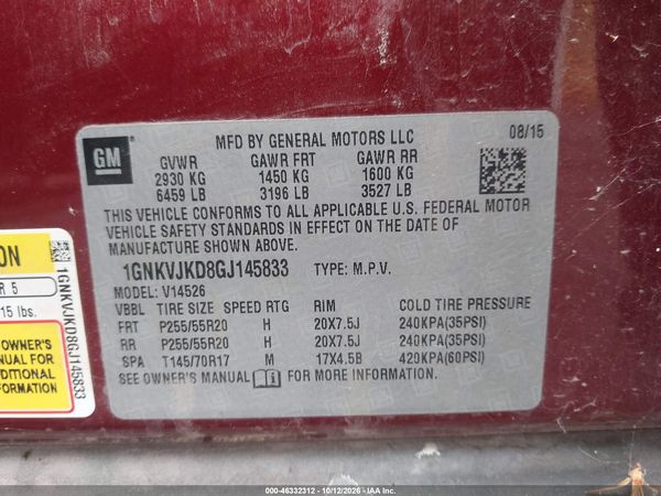 2016 CHEVROLET TRAVERSE LTZ — I9