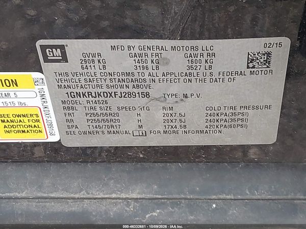 2015 CHEVROLET TRAVERSE LTZ — I9