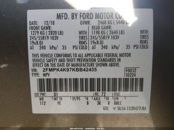 2019 FORD EDGE TITANIUM — I9
