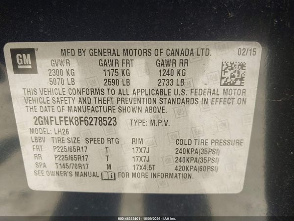 2015 CHEVROLET EQUINOX 1LT — I9
