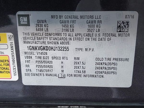 2017 CHEVROLET TRAVERSE 1LT — I9