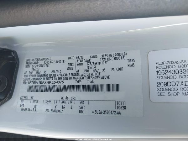 2017 FORD F-150 XLT — I9