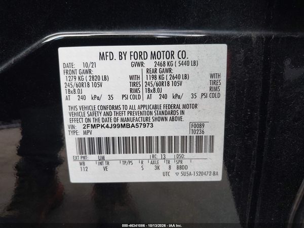 2021 FORD EDGE SEL — I9