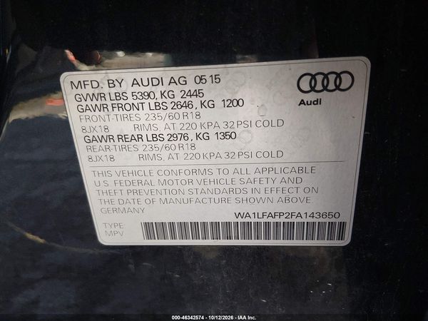 2015 AUDI Q5 2.0T PREMIUM — I9