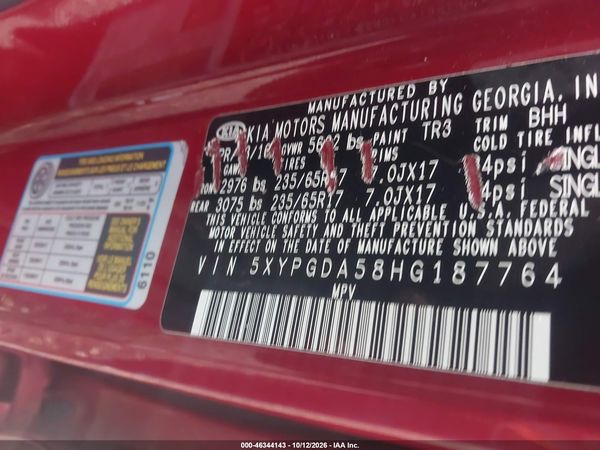 2017 KIA SORENTO 3.3L LX — I9