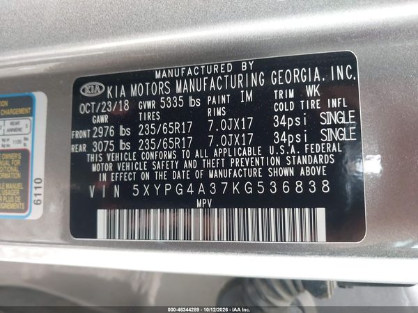 2019 KIA SORENTO 2.4L LX — I9