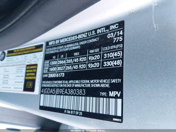 2014 MERCEDES-BENZ ML 350 ML350 — I9