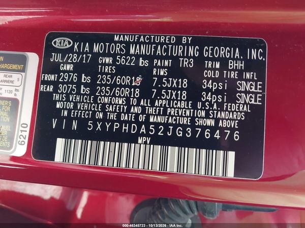 2018 KIA SORENTO 3.3L EX — I9