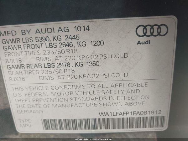 2015 AUDI Q5 2.0T PREMIUM — I9