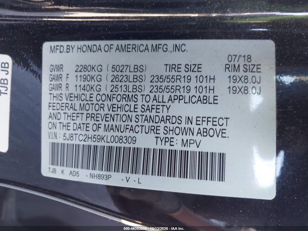 2019 ACURA RDX TECHNOLOGY PACKAGE — I9