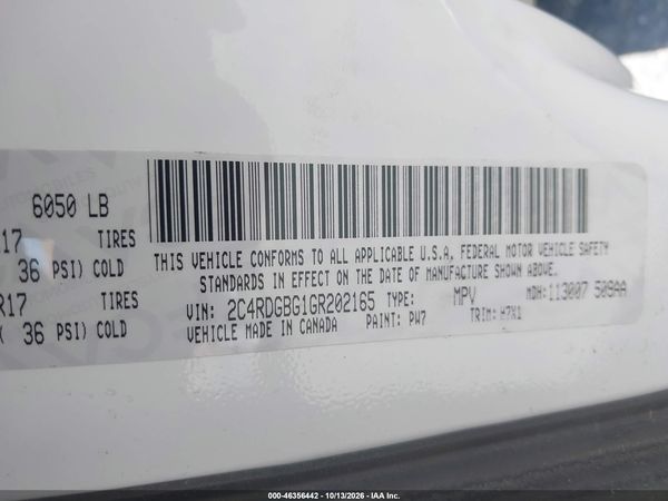 2016 DODGE GRAND CARAVAN SE — I9