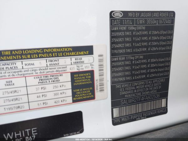 2015 LAND ROVER RANGE ROVER SPORT 5.0L V8 SUPERCHARGED — I9