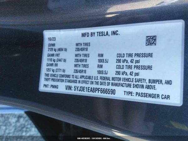 2023 TESLA MODEL 3 REAR-WHEEL DRIVE — I9