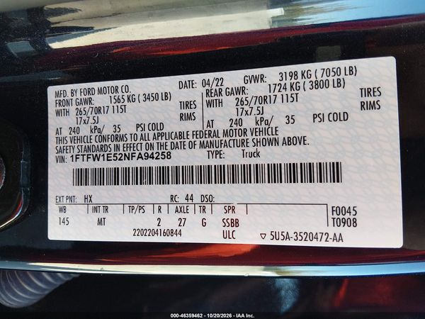 2022 FORD F-150 XLT — I9