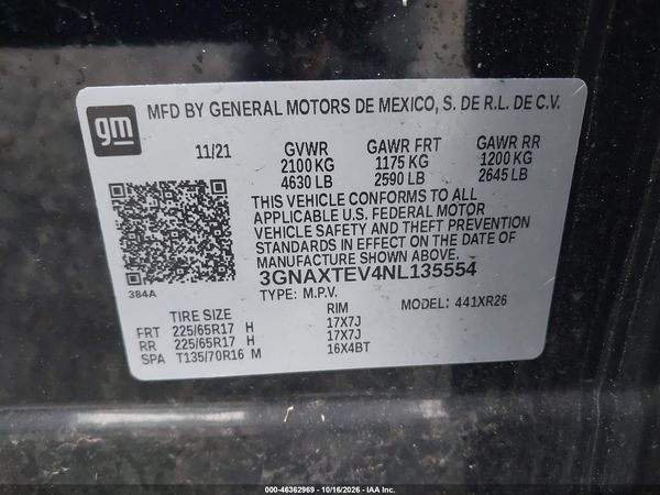 2022 CHEVROLET EQUINOX AWD 2FL — I9