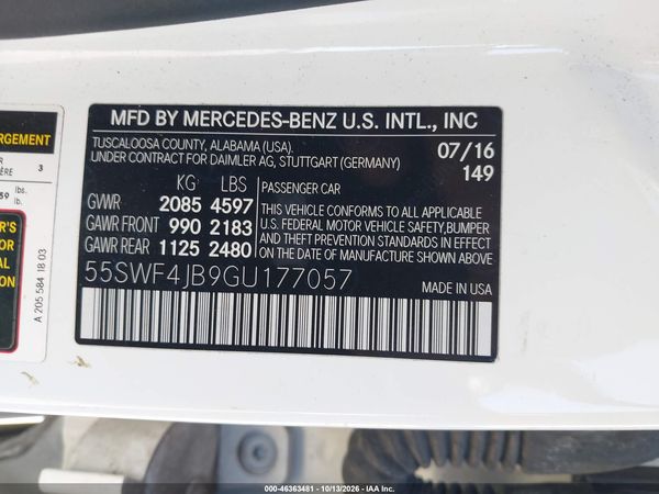 2016 MERCEDES-BENZ C 300 C300 — I9