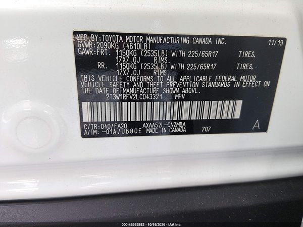 2020 TOYOTA RAV4 XLE — I9