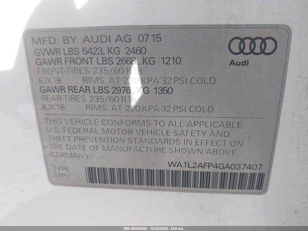 2016 AUDI Q5 2.0T PREMIUM — I9