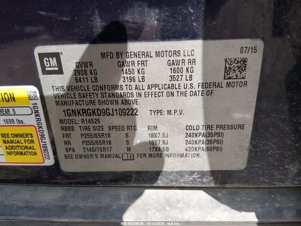 2016 CHEVROLET TRAVERSE 1LT — I9