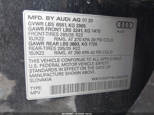 2020 AUDI Q7 — I9