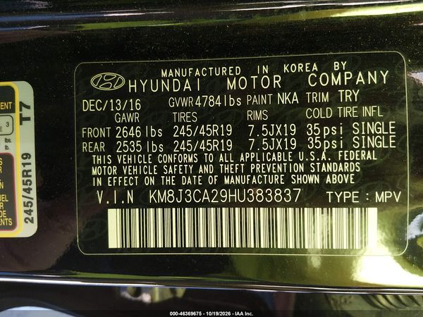 2017 HYUNDAI TUCSON LIMITED — I9