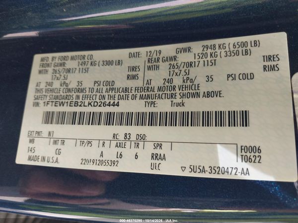 2020 FORD F-150 XL — I9