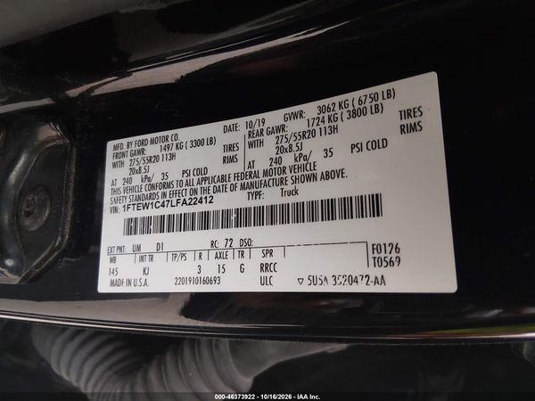 2020 FORD F-150 KING RANCH — I9