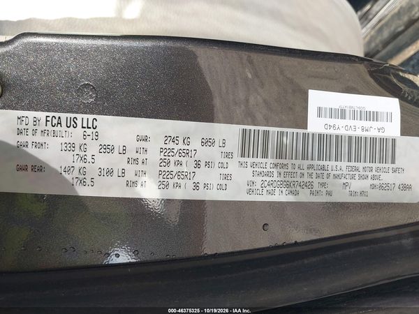 2019 DODGE GRAND CARAVAN SE — I9