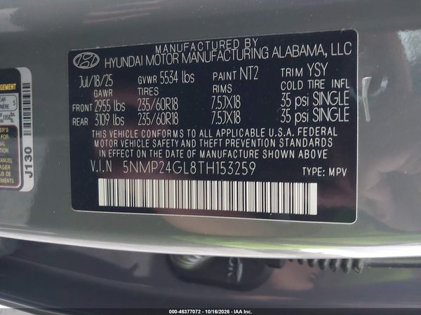 2026 HYUNDAI SANTA FE SEL — I9