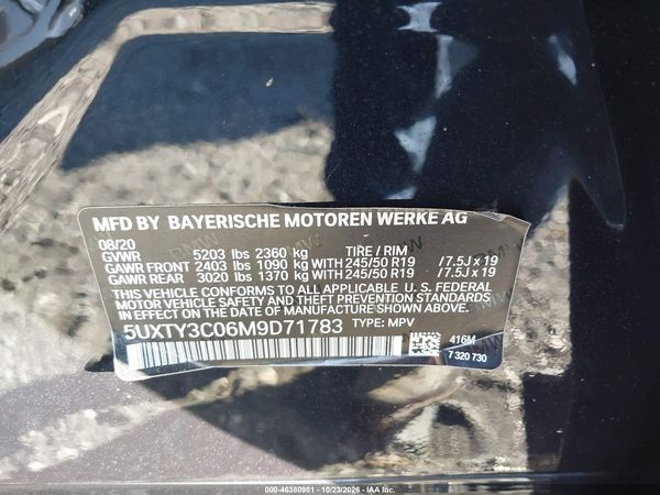 2021 BMW X3 SDRIVE30I — I9