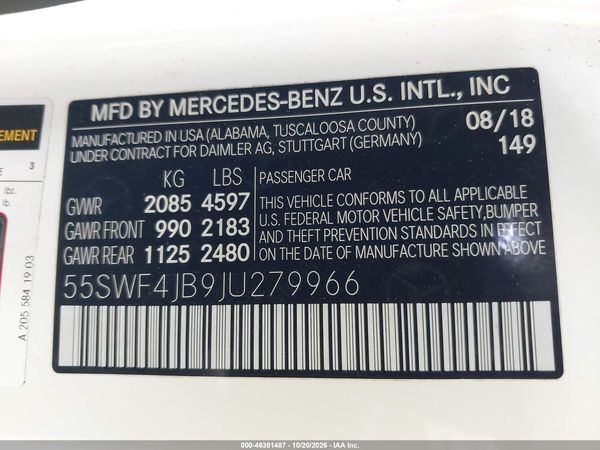 2018 MERCEDES-BENZ C 300 C300 — I9