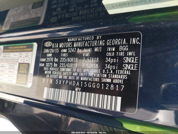2016 KIA SORENTO 2.0T EX — I9
