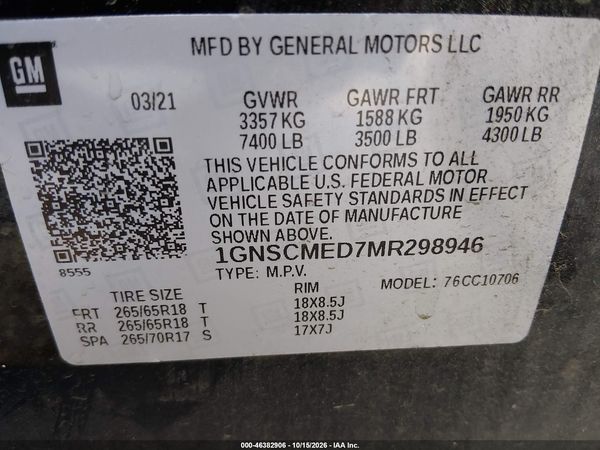 2021 CHEVROLET TAHOE 2WD LS — I9