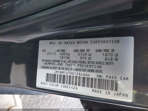 2016 MAZDA MAZDA3 I SPORT — I9