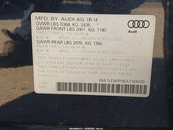 2014 AUDI Q5 2.0T PREMIUM — I9